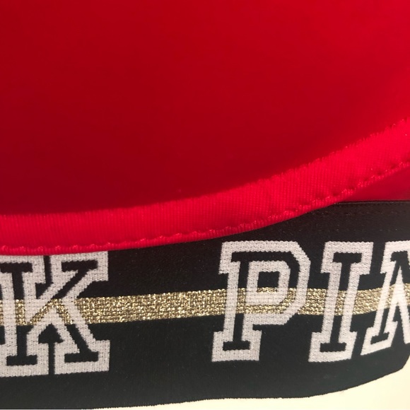 Victoria Secret VS Pink Bra NEW Wireless Push Up Red Black Metallic Wide Band 36 - Picture 4 of 9